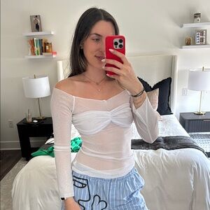 White Off-Shoulder Going Out Top